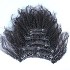 Hot Selling Good Feedback Mongolian Kinky Curly Clip in Hair Extensions Double Drawn Clip on Hair Extensions For White