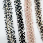 Mix Colored Double Side Polyester Cotton Tassel Fringe Lace Trim With Metallic Line