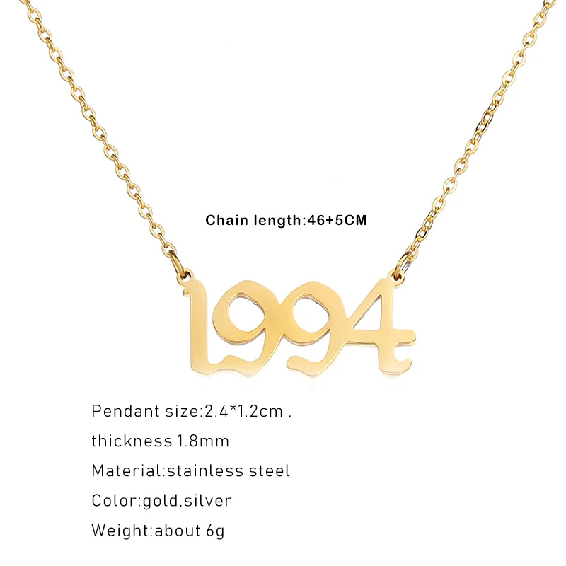 year necklace 1994 birth year stainless steel necklace custom all kind of new year gifts