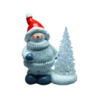 Indoor Snowman Ceramic Ornament With Led Light Christmas Figurine For Christmas Decoration