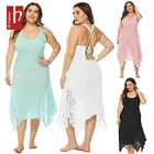 Hs Fashion Women Plus Size Beach Backless Lace Stitching Sling Maxi Dress