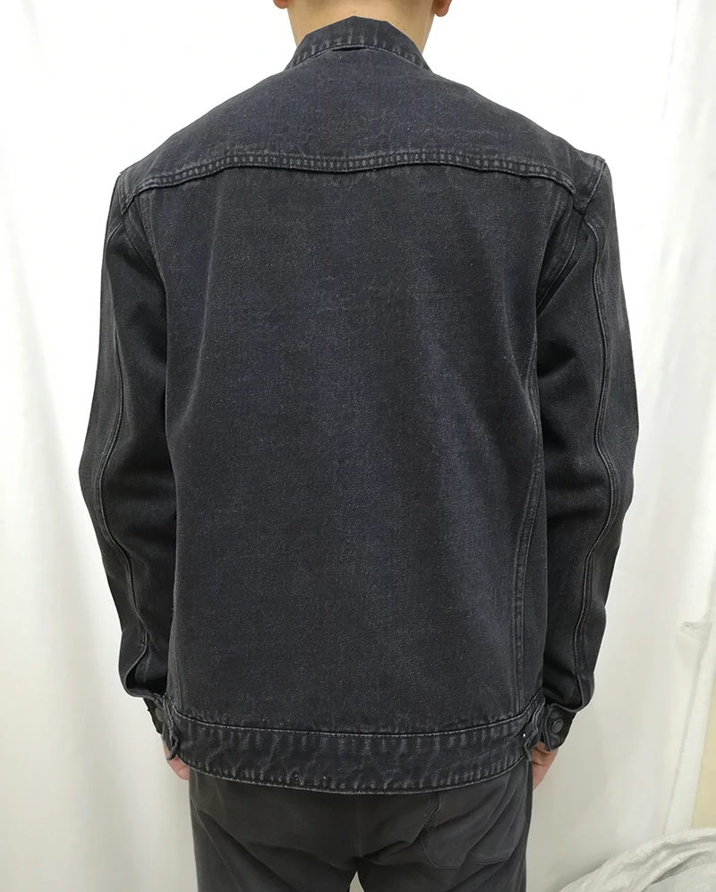 High Quality Motorcycle Jacket Custom Stonewashed Design Black Denim Jacket Men