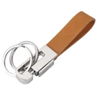 Factory Direct Discount Custom Logo Brown Leather Key chain For Insurance Company