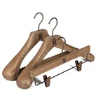 Clothes Pants Clothesgarment Clothes Clip Hanger Custom Logo Brass Wooden Trouser Clip Hanger Clothes Pants