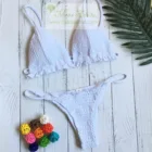 Factory Custom 2019 new fashion style smocking bikini custom logo girls cute swimwear