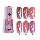 Queen Shining New Glitter Purple Gold Cat Eye Nail Gel Polish Magnetic Private Label Nail Art Factory
