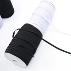 Hot Sale Size 1/8" 3/4/5/6/8/10/12mm high elasticity white black flat thin skinny braided elastic roll elastic band webbing