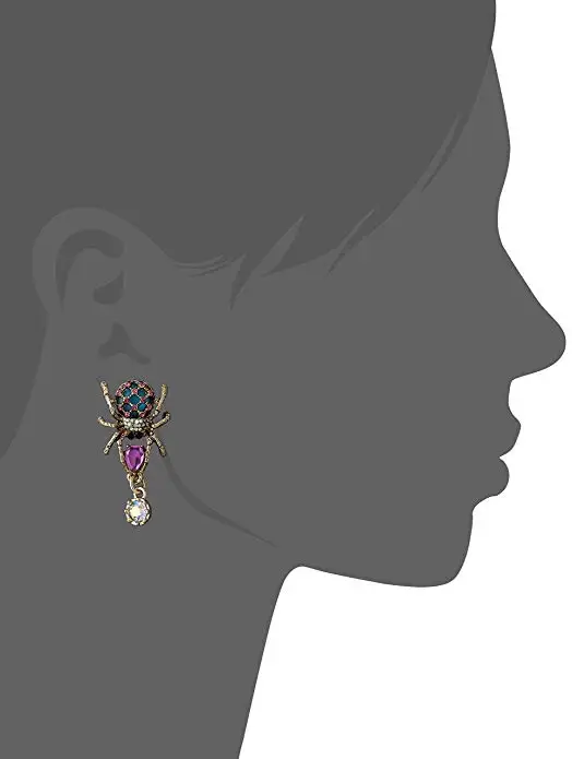 Women's Creepshow Spider Non-Matching Drop Earrings Pink/Antique Gold