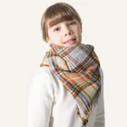 100*100 Cm Square Children Warm Winter Colorful Plaid Grid Shawl Kids Winter Fringe Plaid Blanket Scarf For Little Girls