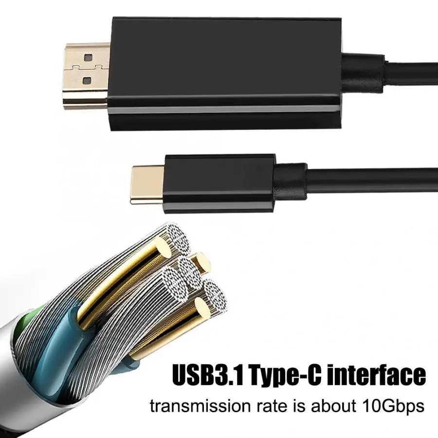 USB3.1 C TO HDMI 4K Type C to HDMI Cable HDMI Adapter Thunderbolt 3 for Huawei P20 Mate 10 Pro MacBook Pro Air ipad Pro - ANKUX.COM