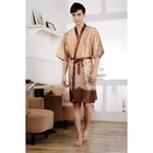 Summer and autumn thin section in the sleeves silk gown men's bathrobe silk robe are code pajamas Japanese kimono