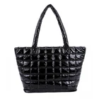 fashion quilted women shoulder bag down feather tote bag