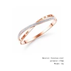 Packaging Customization Roman Numeral Stainless Steel Women's Bangle Rose Gold Plated X Shape Diamond Bracelet