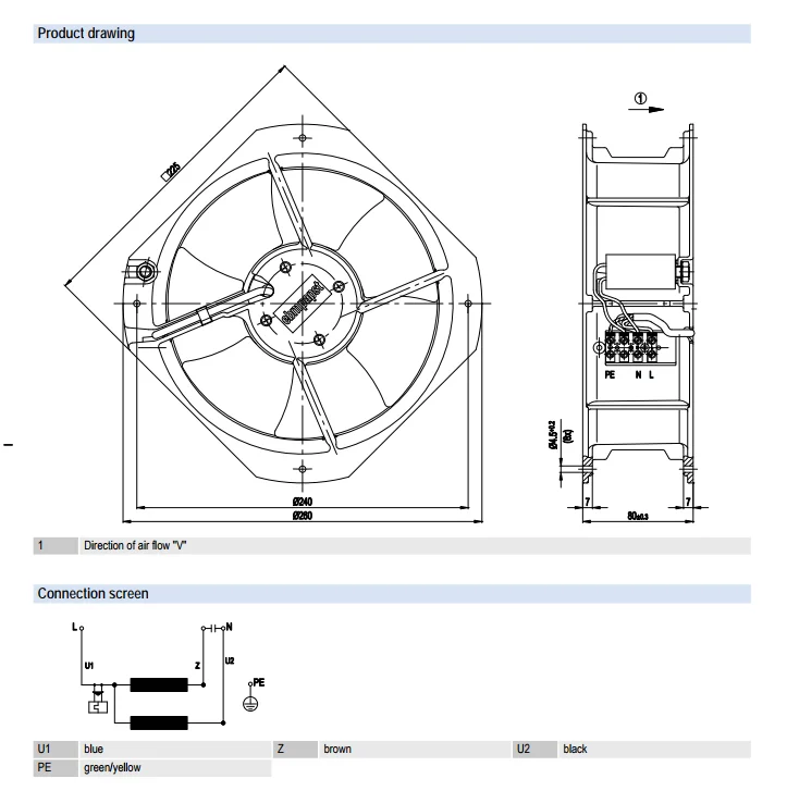 Axial Fan, W2E200-HH38-07, 230V, 2550RPM, 64W - detail 2