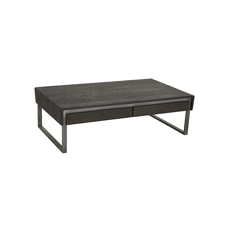 Vintage style silver iron black wood coffee table