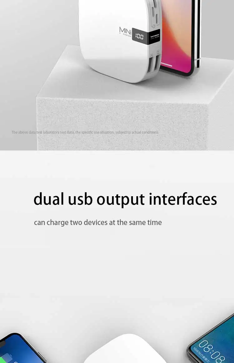 High Quality Led Mini Digital Portable 10000mAh 5V 2 Ports Power Bank Wallet Power Bank For Smartphone with Lighting input - ANKUX.COM