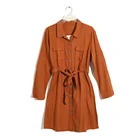 New fashion cotton rayon plain designs button up casual wear ladies shirt dresses long sleeve women