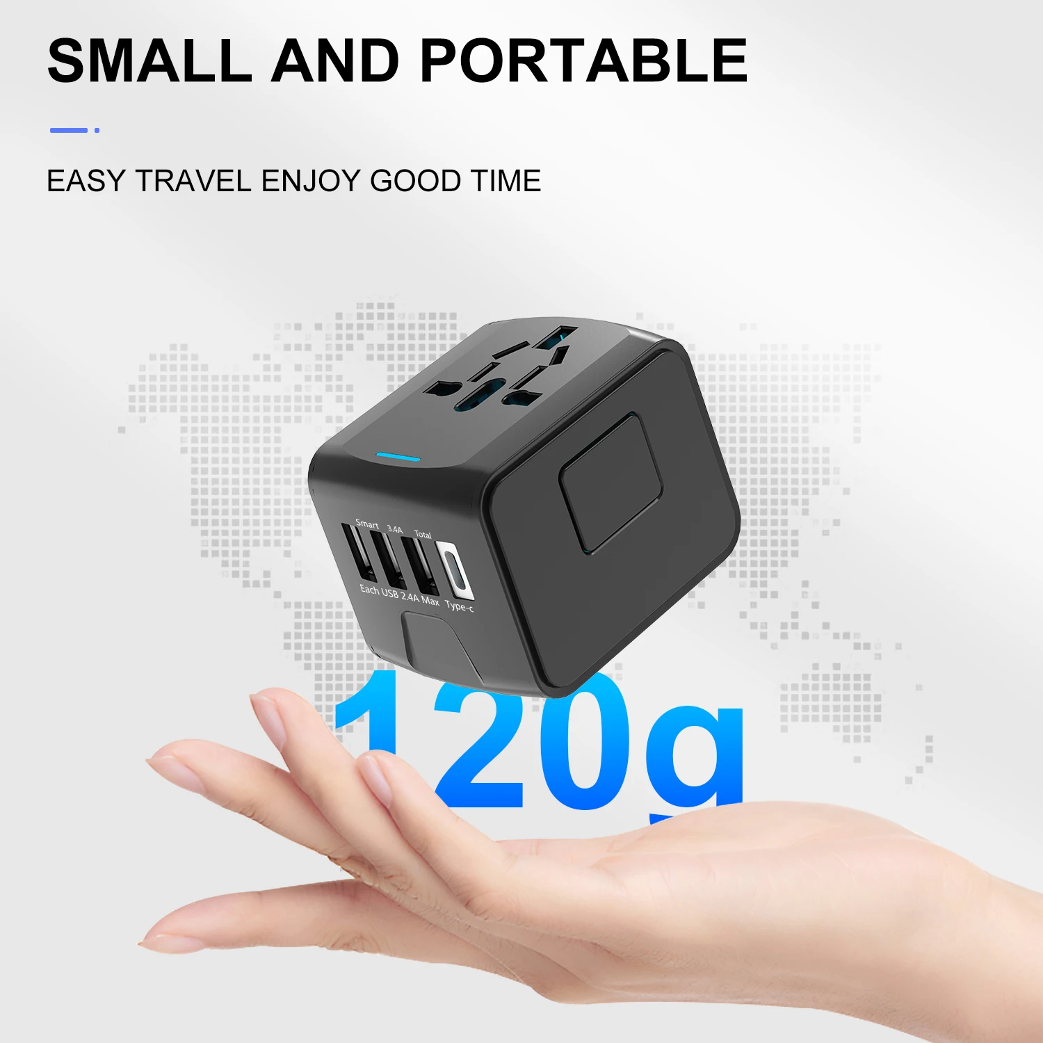 Universal Travel Adapter All In One Power Adapter With A Three Usb A