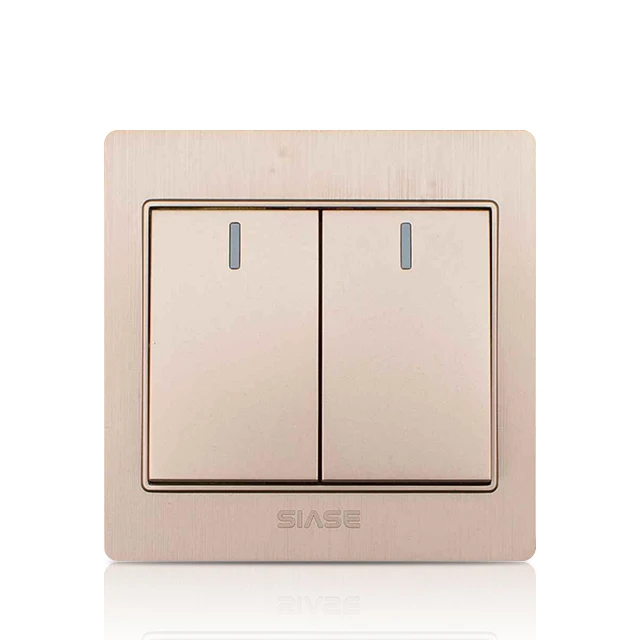 SIASE CB Certified Luxury Gold Color 250V 10A 2Gang 2Way Switch