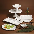 Decorative Unique Style Ceramic Wedding Plate Rectangle Plate Dish Porcelain Serving Plate With Piercing Decorative