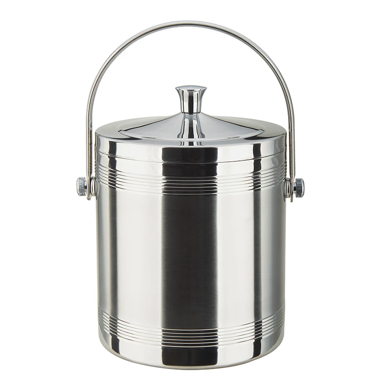 New 1.0L/1.4L/2L Double wall insulated stainless steel wine ice bucket with tongs