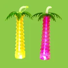 LED Flashing Coconut Tree Transparent Plastic Straw Cup For Birthday Party