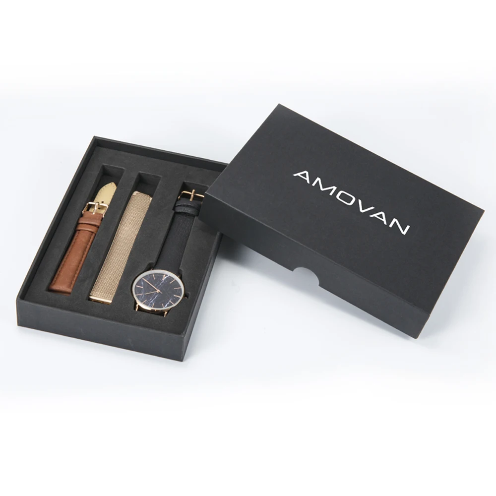 low moq black gift box cheap price watch paper box