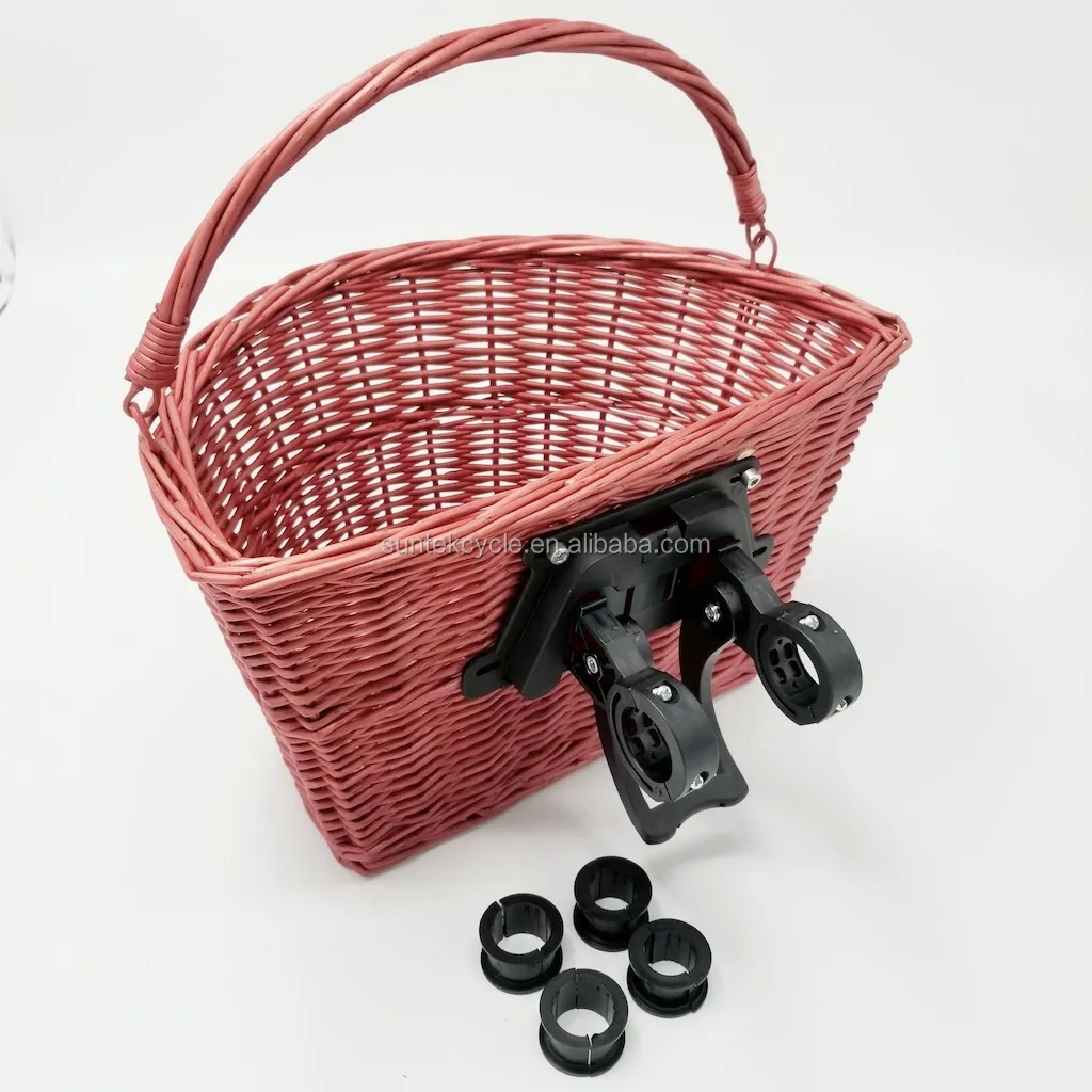 woven removable rattan bicycle basket willow bike baskets wicker