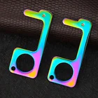 New custom rainbow plating color metal no touch key EDC Zinc alloy Keychain Hygiene Hand Antimicrobial Door Opener