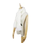 Scarf Design Of Good Quality Soft Feeling Winter Plain Tassels Knitted Scarf