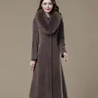 lady cashmere wool coat with fur customized luxury style knitted coat jacket jumper