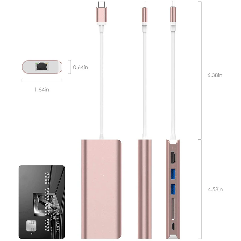 Factory Supply 4K*2K HD-MI 1000M LAN SD USB3.0 Ports Type-C Hub For MacBook Pro MacBook 12 - ANKUX.COM
