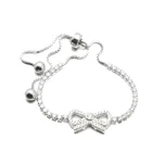 Adjustable Tennis Bracelet Silver Jewelry Bracelet Bow-knot Shaped Cubic Zirconia Bracelets For Girls