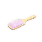 Professional eco-friendly convenience cute purple cushion bamboo hair brush with hanging hole