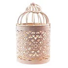 Round Bird Cage Shape White Tealight Candle Holder Garden Decorative Metal Lanterns