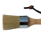 Professional high quality wooden handle round shaped pure bristles furniture chalk paint wax brush