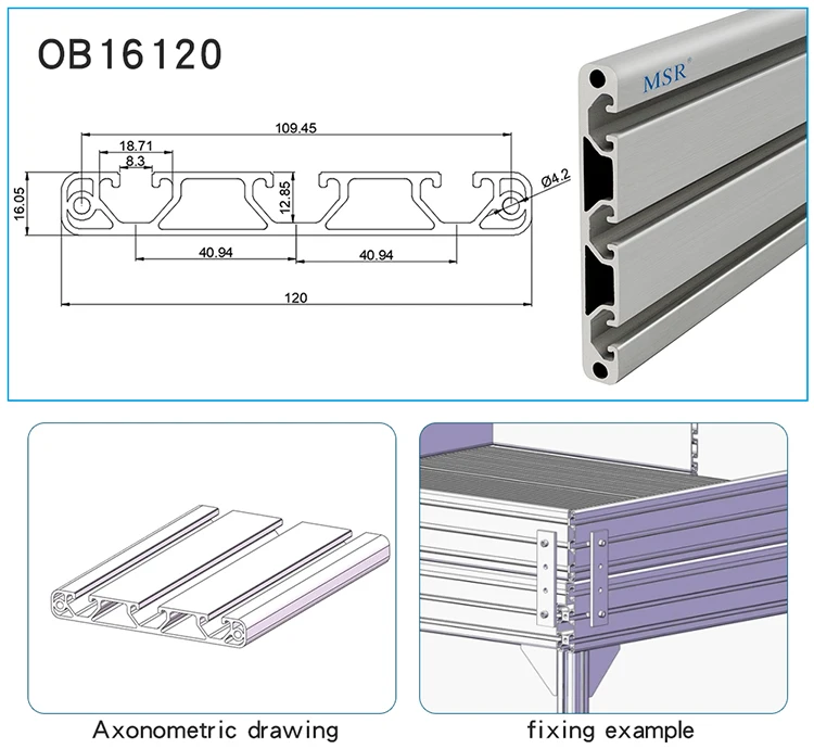 OB40120G  T SLOT aluminium  extrusion profile