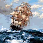 Tuoyun ship in the high waves Painting by numbers on canvas with frame for wall decoration