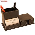 Multifunction leather pen holder with note paper holder and phone stand
