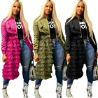 Coat New Fashion Zipper Solid Color Jacket Mesh Lace Skirt Coat