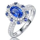 1.18CT Sapphire Diamond 18K White Gold Ring Jewelry