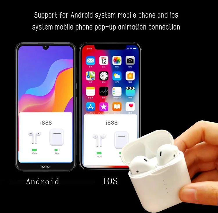 i888 TWS Blue tooth 5.0 Earbuds i7s TWS Earphones Touch Control Wireless Charging Binaural Calling Headphones - ANKUX.COM