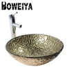 China Sanitary Ware Bronze Glass Vanity Top Bathroom Sink for India
