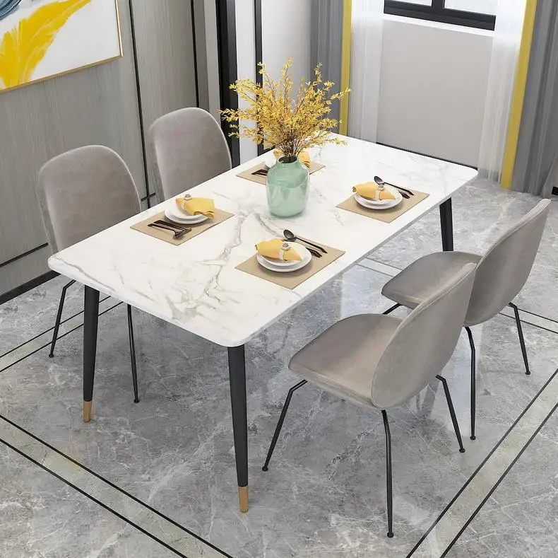 Nordic marble dining table and chair combination post modern minimalist table small apartment rectangular light luxury table