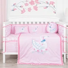 Pink swan printed baby bedding wholesale cot super soft crib bedding set