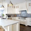 Modern beige prefab cupboards wood kitchen stove cabinet renovation