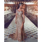 Sleeveless Dresses A017 Wholesale Sequin Sexy Gowns Sweetheart Side Split Evening Sequin Causal Dresses for Party