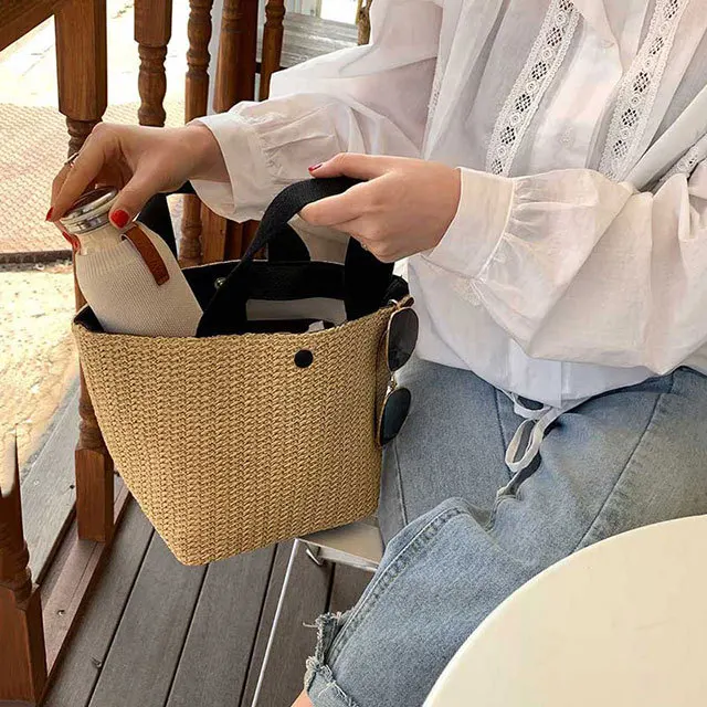 product-GF bags-Girls Straw Bag for Beach 2020 New Small Totes Knitting Summer Purses and Handbags V
