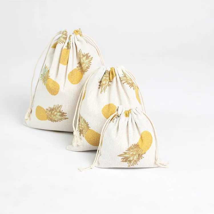 2020 wholesale custom cotton jute fabric drawstring gift bag