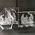 Crystal New Arrival 3D Laser Serrated Crystal Jesus And Family Photo Inside